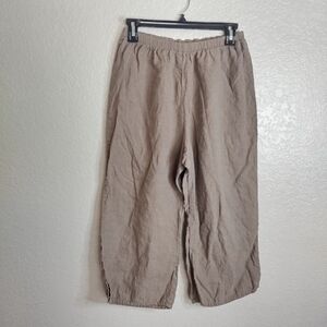 FLAX lagenlook elastic waist crop straight leg pants sz S